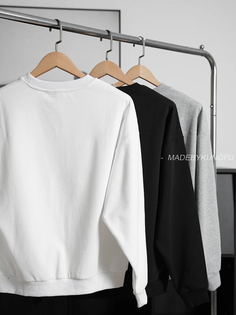 【A+ Item ID 8067 Alo-Logo Logo Crew Neck Loose Long Sleeve Sweatshirt (Black White) - Image 6