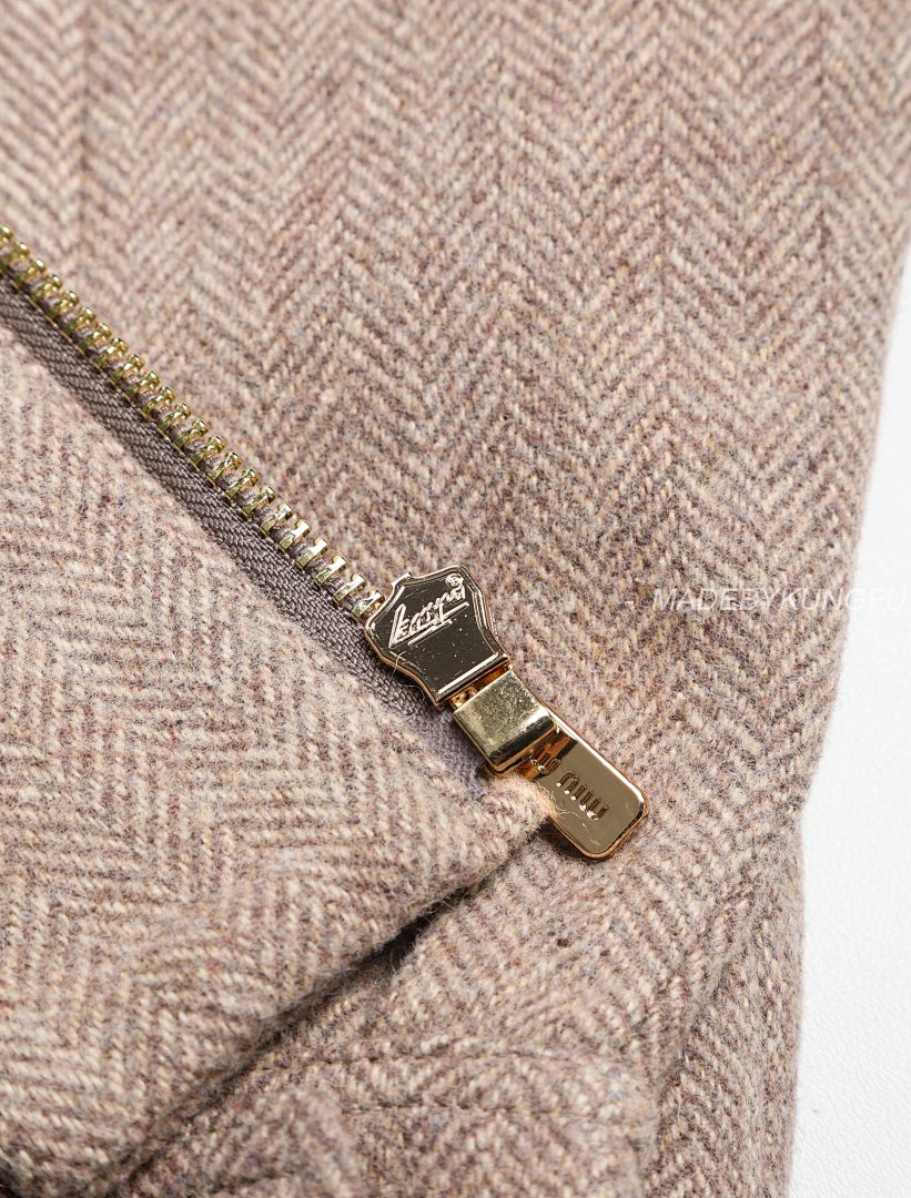 【A+ Item ID 8035 M1U-Miu-2024-Ss-Herringbone Wool Harrington Jacket (Stand Collar Work) - Image 5