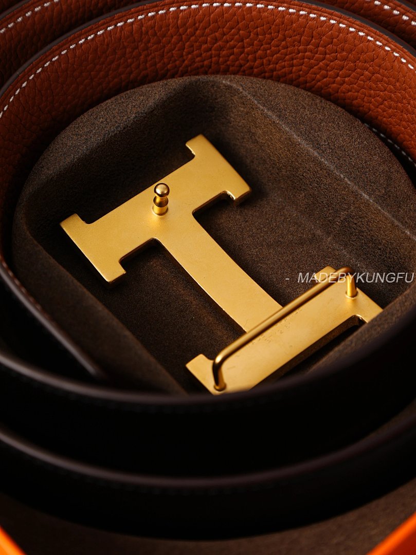 【A+ Item ID 8399 Hermes 3-2020Ss (Classic H Logo Letter Belt Double Sided Calf Leath) - Image 9