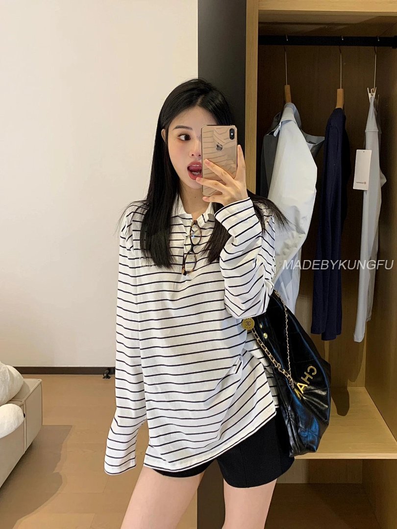 【A+ Item ID 8205 M1uM1U- Miu -2024Ss- Black And White Stripes Polo Shirt (Chest Le) - Image 24