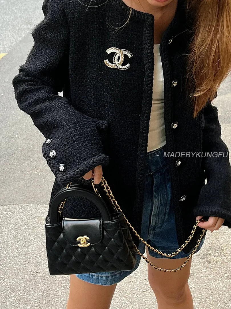 【A+ Item ID 9057 CHANE1 Kelly Diamond Patterned Cowhide Chain Carrying Shoulder Bag - Image 7