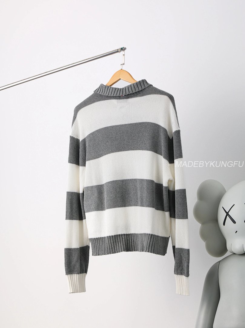 【A+ Item ID 8208 THOM-BR0WNE-TB-2024Ss- Gray And White Striped Knitting Needles POLO Sh - Image 17