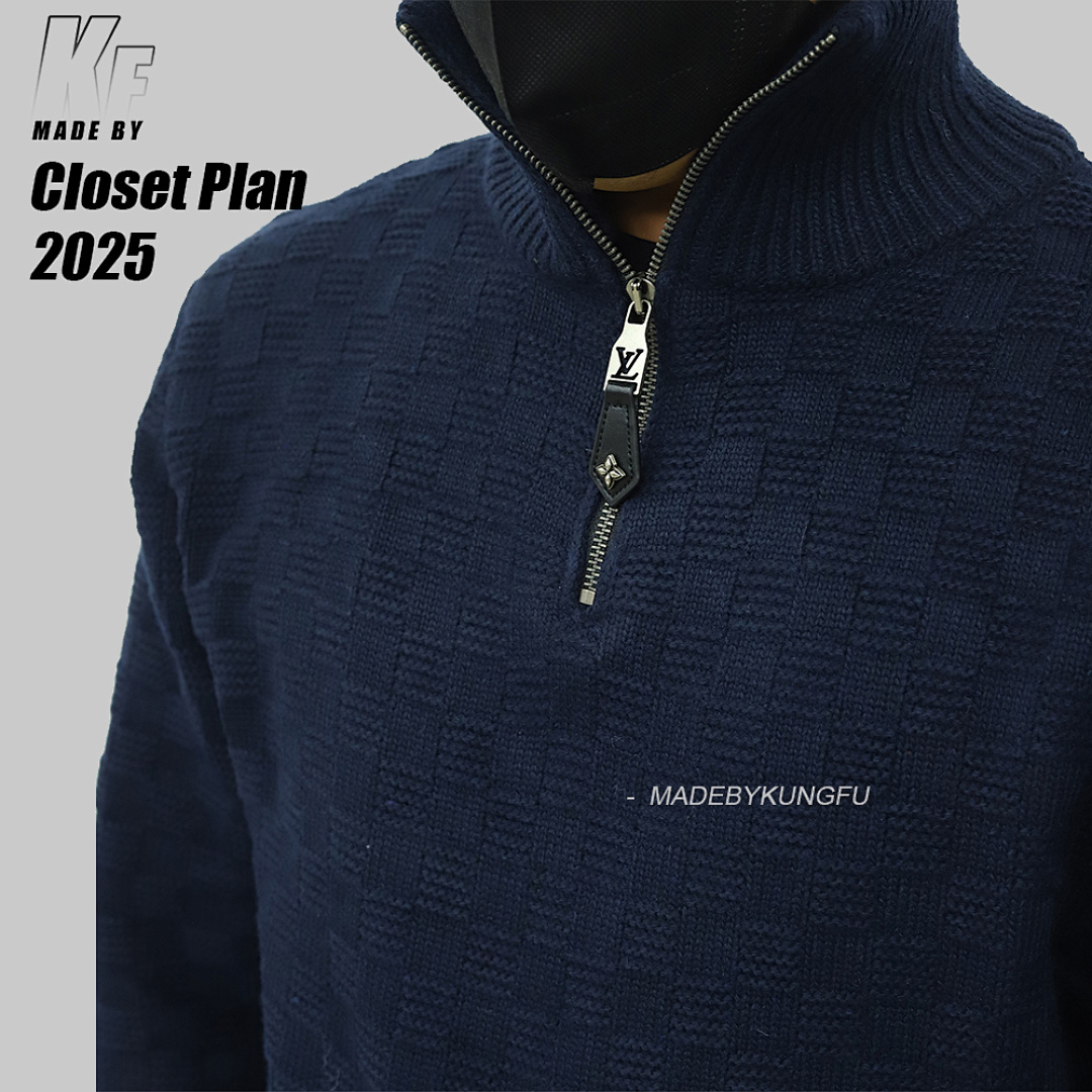 Louis Vuitton 1V Wool Bend Checkerboard 1/4 Zip Sweater