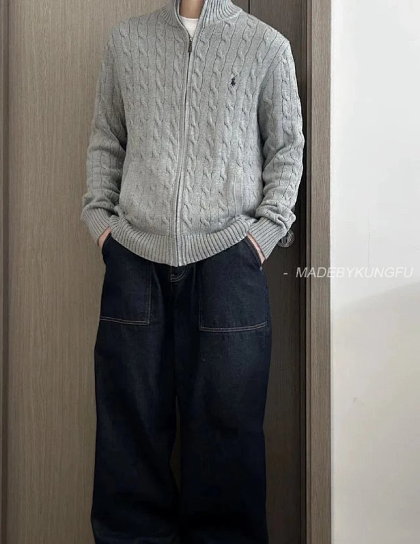 【A+ Item ID 8267 Ralph Zipper Coat _Fixed Weaving Twisted Flower_ SS23 Solid Color Zipp
