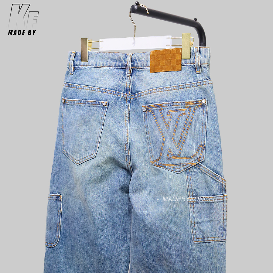 Christian Louboutin 1V Leather Label Pocket Embroidered Jeans - Image 16