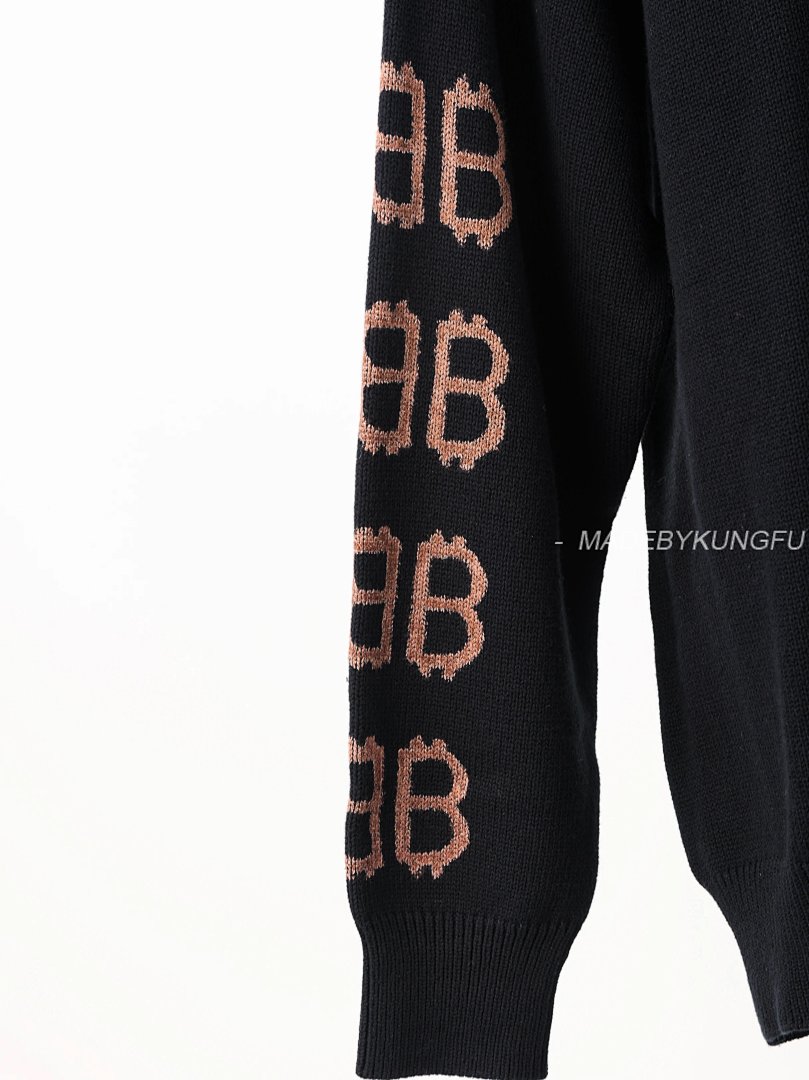 【A+ Item ID 8250 Balenci@Ga- Paris -2024Ss- Mud Dyed Double B Printed Sweater (Turtlen) - Image 8