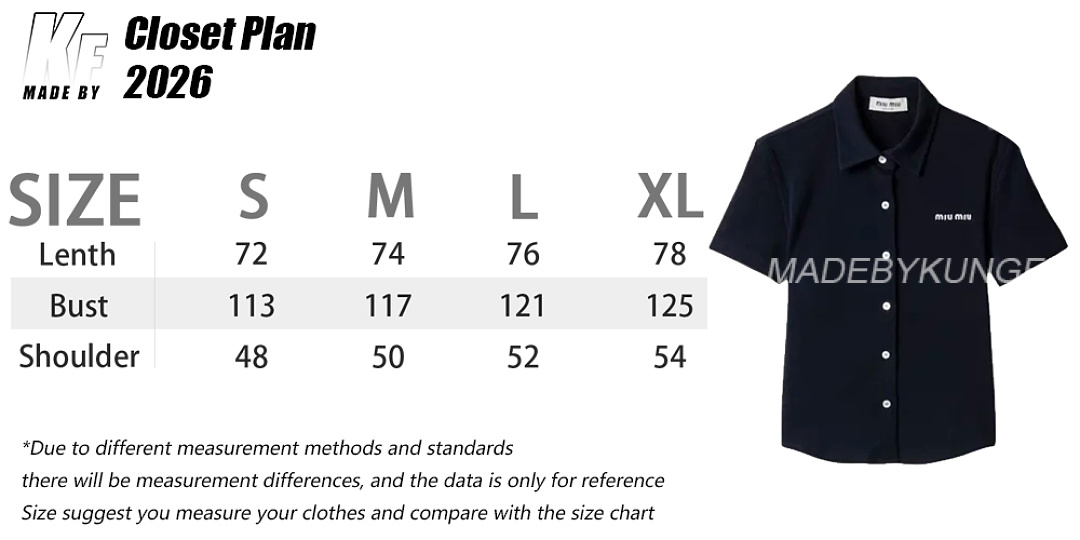 【A+ Item ID 9059 Miu Cotton Beaded Embroidered Logo Button Closure Straight Tube Short Sleeved Shir - Image 2