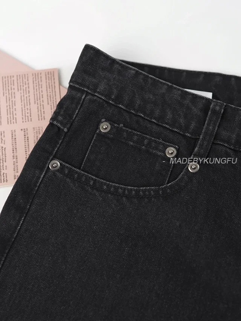 【A+ Item ID 9014 M1U Solid Color Washed Denim Pants With Embroidered Pockets - Image 11