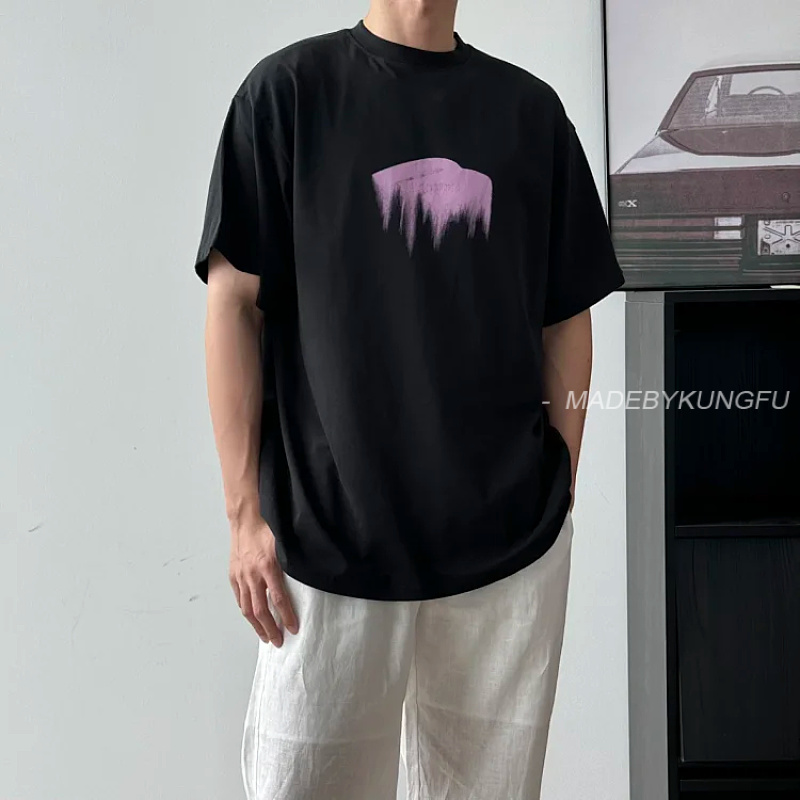 【A+ 【A+ Item ID 9093 BLCG Printed Embroidery Imported Adhesive Material Round Neck Short Sleeved T-Shir, photo 1