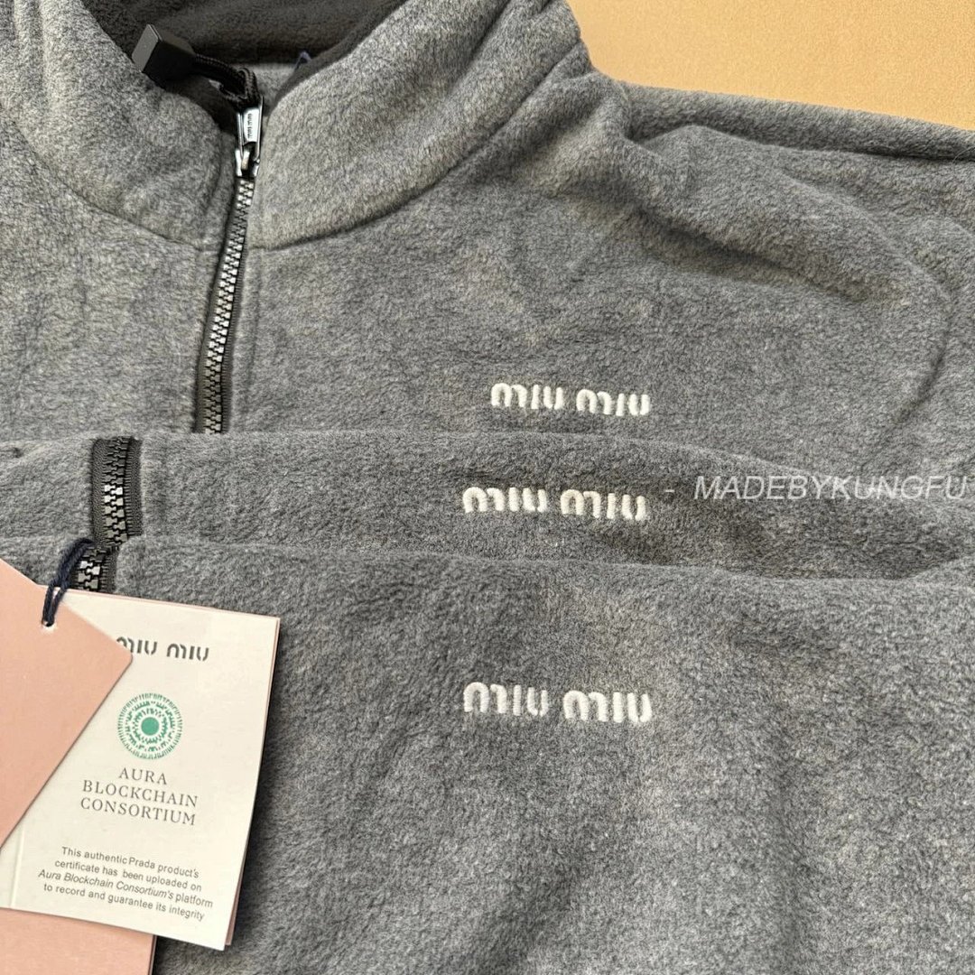 【A+ Item ID 8041 M1uMiu-2024-Ss-Fleece Zipper Jacket (Classic Small Label Embroidered) - Image 56