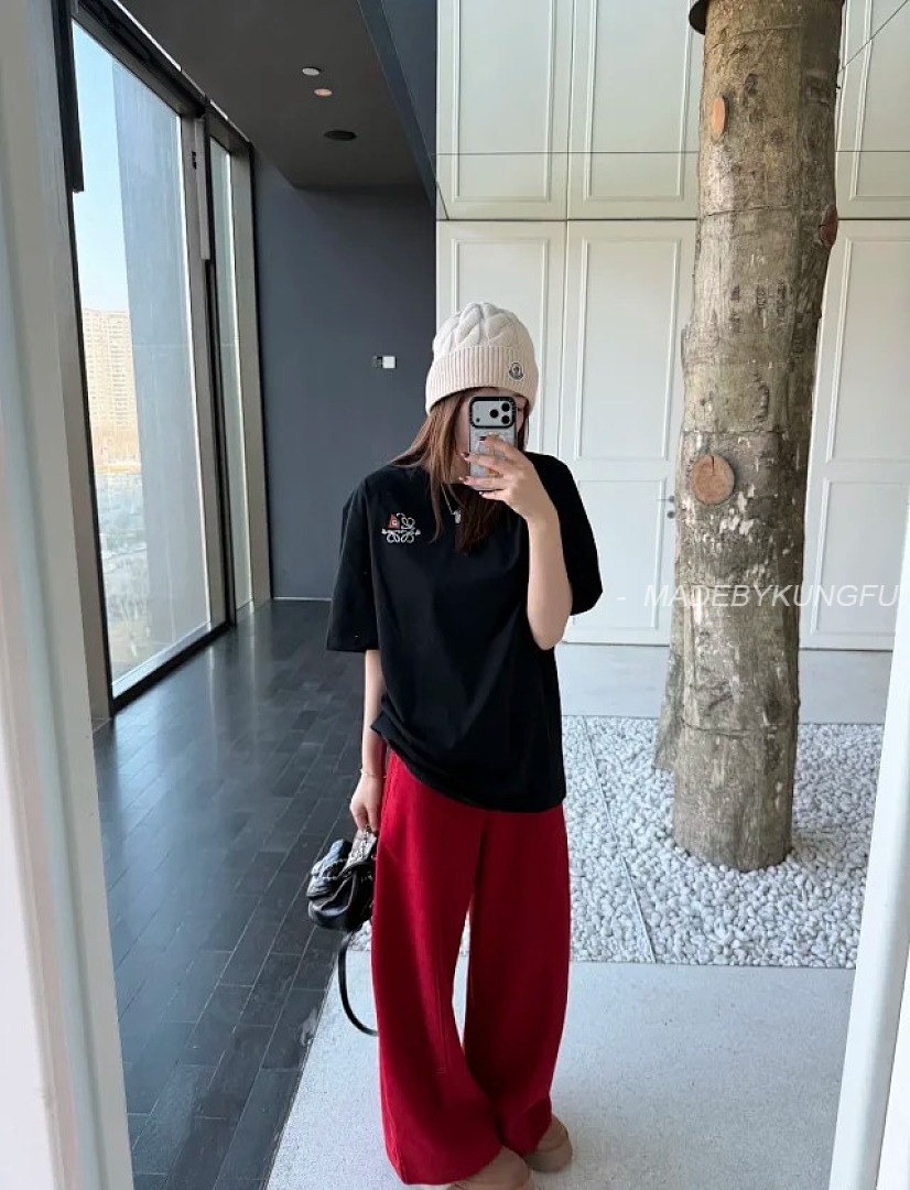 【A+ Item ID 9021 Loe×Wain Joint Solid Color Round Neck Short Sleeve T-Shirt - Image 7