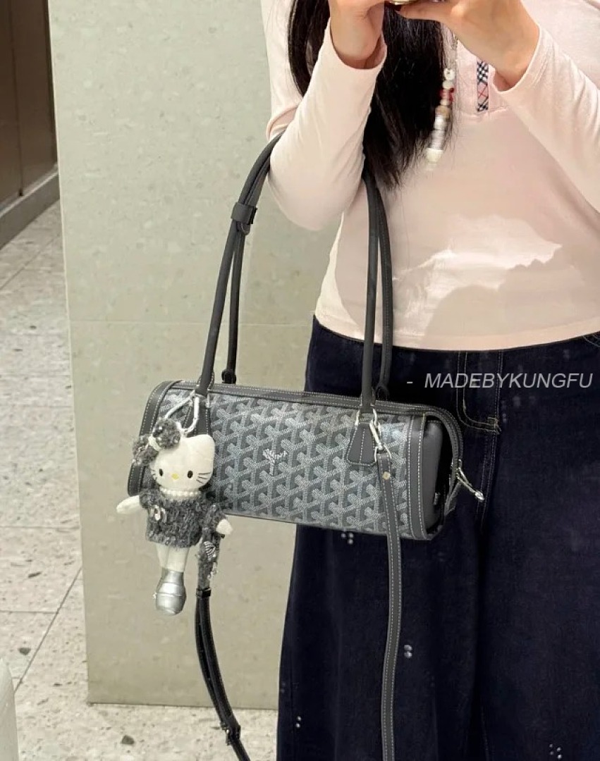 【A+ Item ID 9027 GOYARD Bonbonniere Classic Monogram Canvas & Cowhide Leather Baguette Shoulder Ba - Image 8