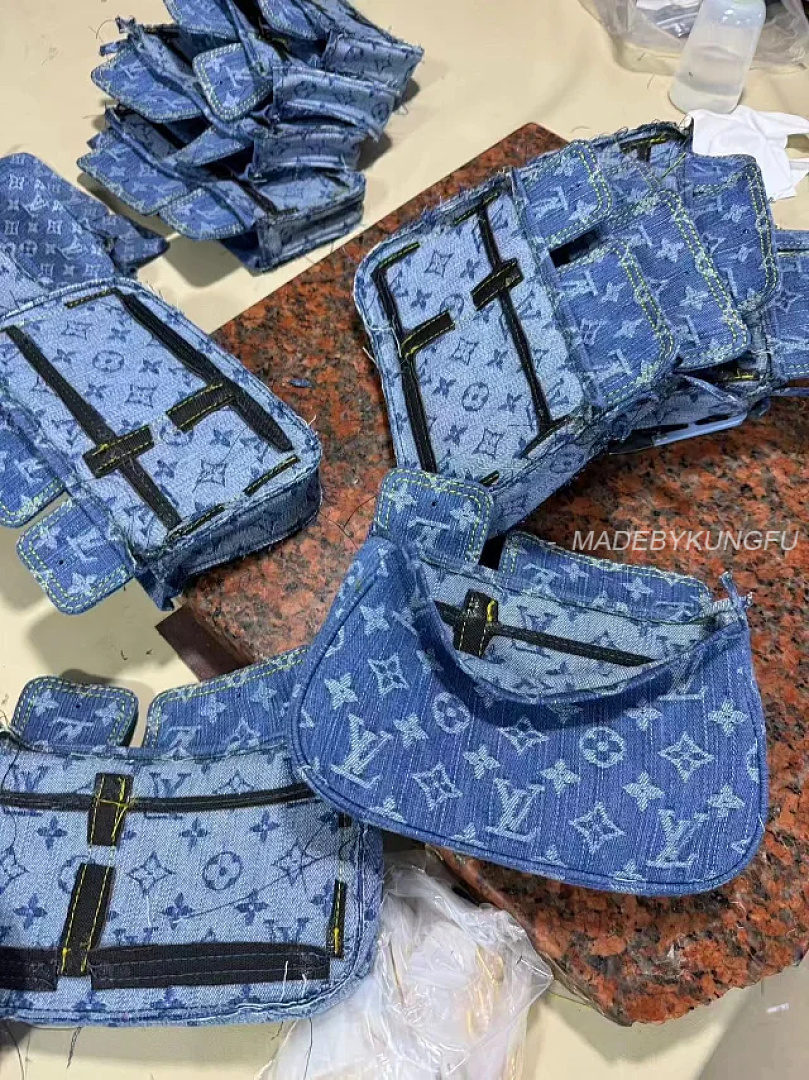 【A+ Item ID 9060 1V PA Denim Danning Chain Head Hanging Fabric Handheld Shoulder Bag Women's (Blue) - Image 14