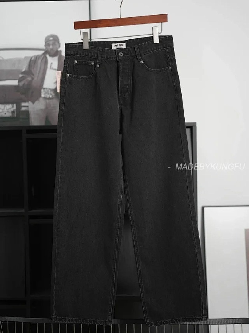 【A+ Item ID 9014 M1U Solid Color Washed Denim Pants With Embroidered Pockets - Image 24