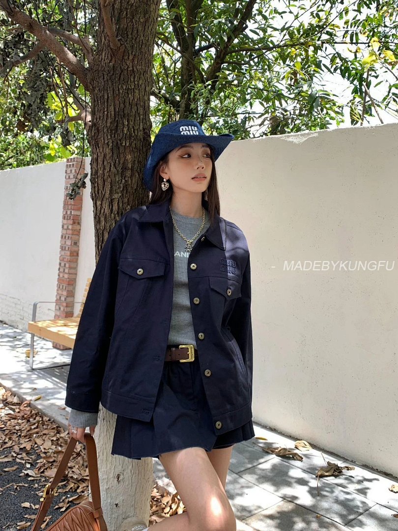 【A+ Item ID 8046 MiuM1U-Miu-2024-Ss-Workwear Pocket Design (Retro Style Lapel Breasted) - Image 40