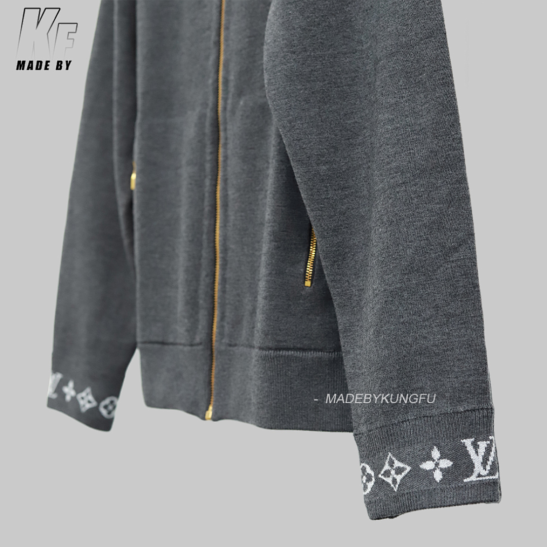 Christian Louboutin 1V Knitted Collar Jacquard Zip Up - Image 12