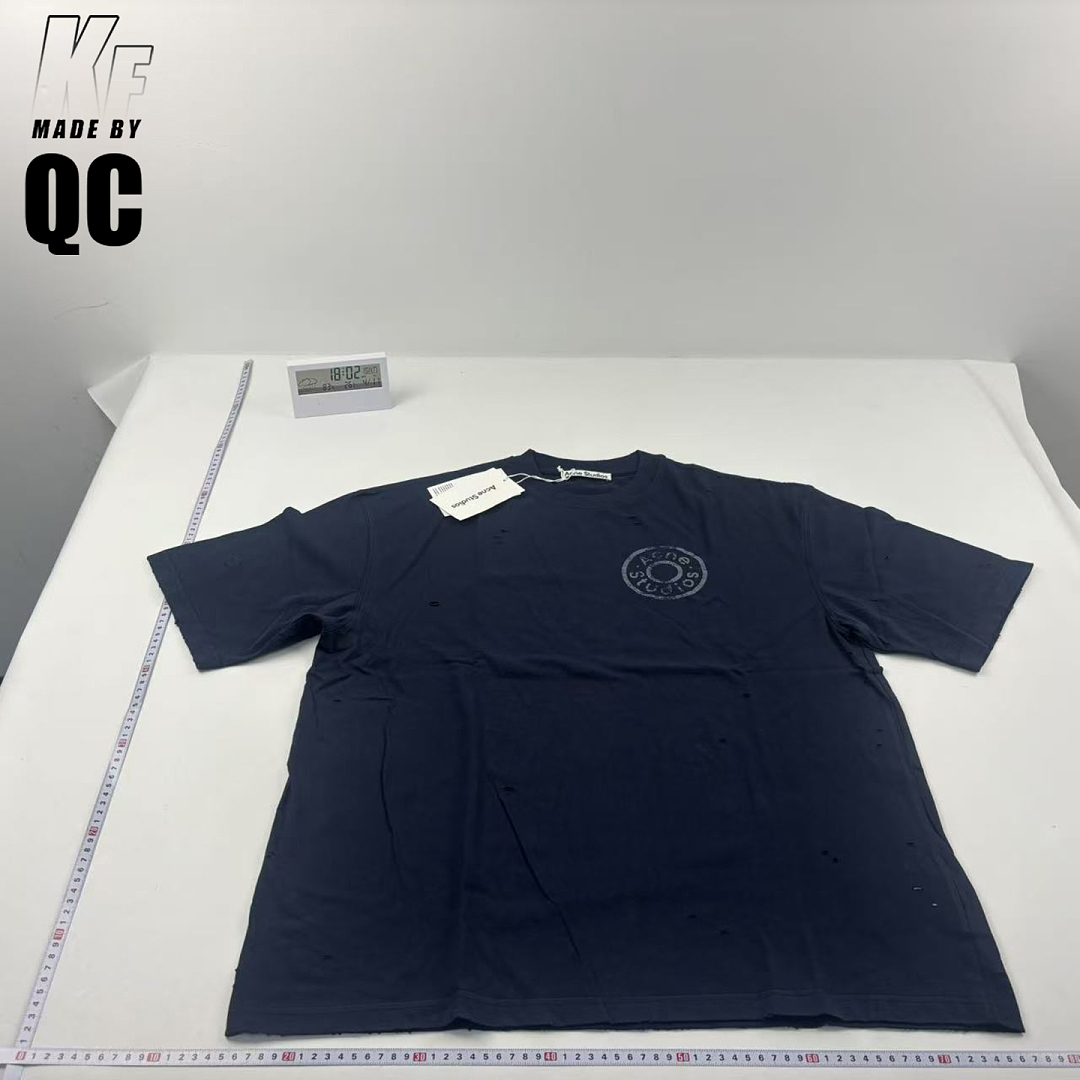 【A+ Item ID 9011 Acne FW25 Logo Printed Distressed Short Sleeved Shirt - Image 48