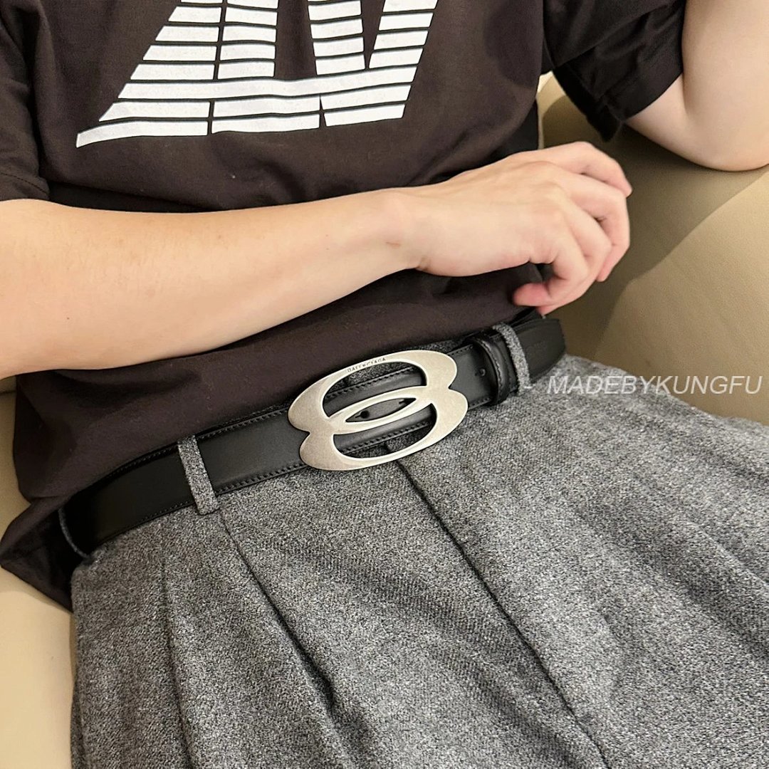【A+ Item ID 8394 Balenc1Aga (Paris-2024FW Double Ring Silver Buckle Belt Imported) - Image 29