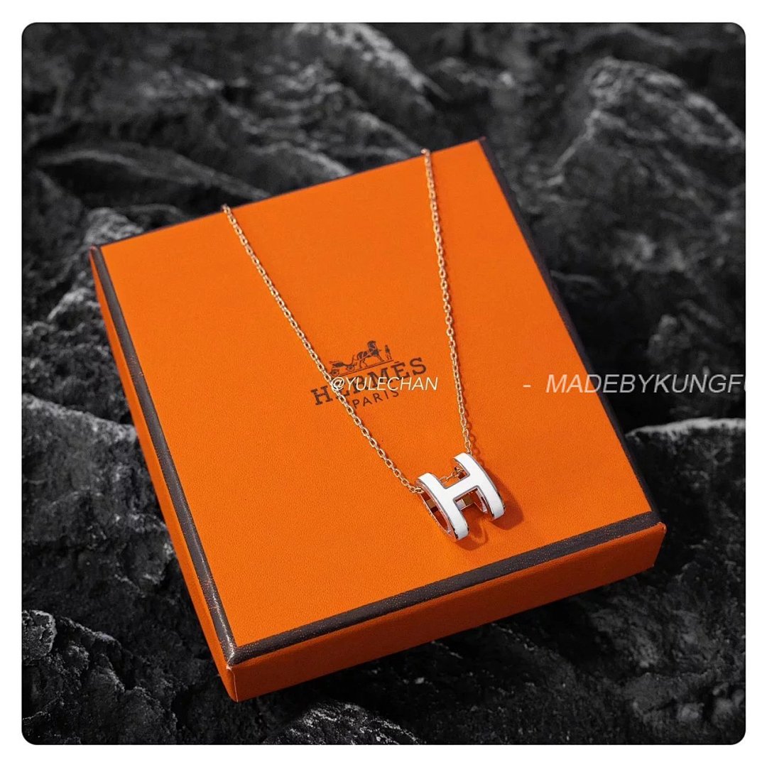 【A+ Item ID 8380 H Letter Necklace -Mini Pendant (Rose Gold Clavicle) - Image 24