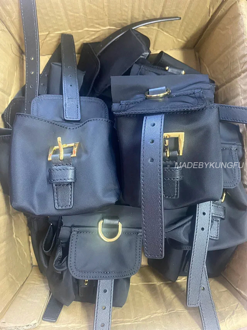【A+ Item ID 9069 PRA Enamel Metal Triangle Logo Nylon Shoulder Cross Handbag Black Large - Image 17