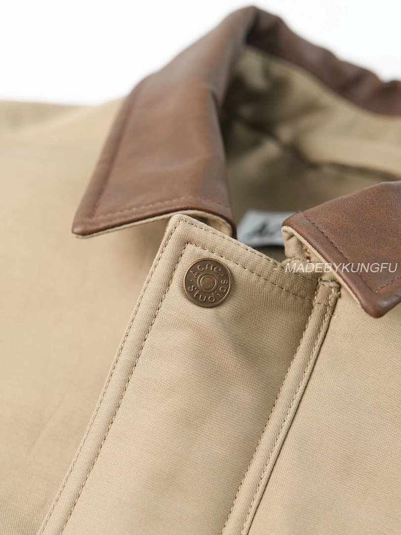 【A+ Item ID 8008 Acne-“ Leather Collar ”SS25 Solid Color Pocket Zipper Snap Button Jack - Image 16