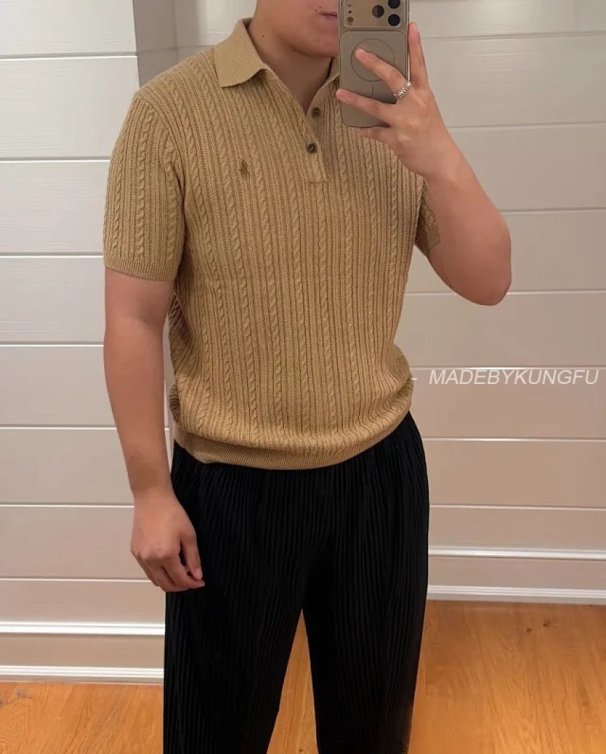 【A+ Item ID 9030 Ralph Fried Dough Twists Knitted Embroidered Pony Short Sleeve Pullover Polo Shirt - Image 7