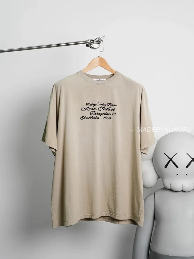 【A+ Item ID 9032 Acne 1996 Flocking Logo Printed Round Neck Loose Short Sleeved T-Shirt - Image 35