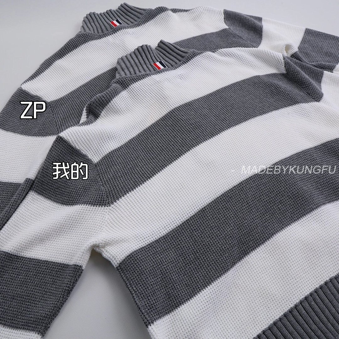 【A+ Item ID 8208 THOM-BR0WNE-TB-2024Ss- Gray And White Striped Knitting Needles POLO Sh - Image 29