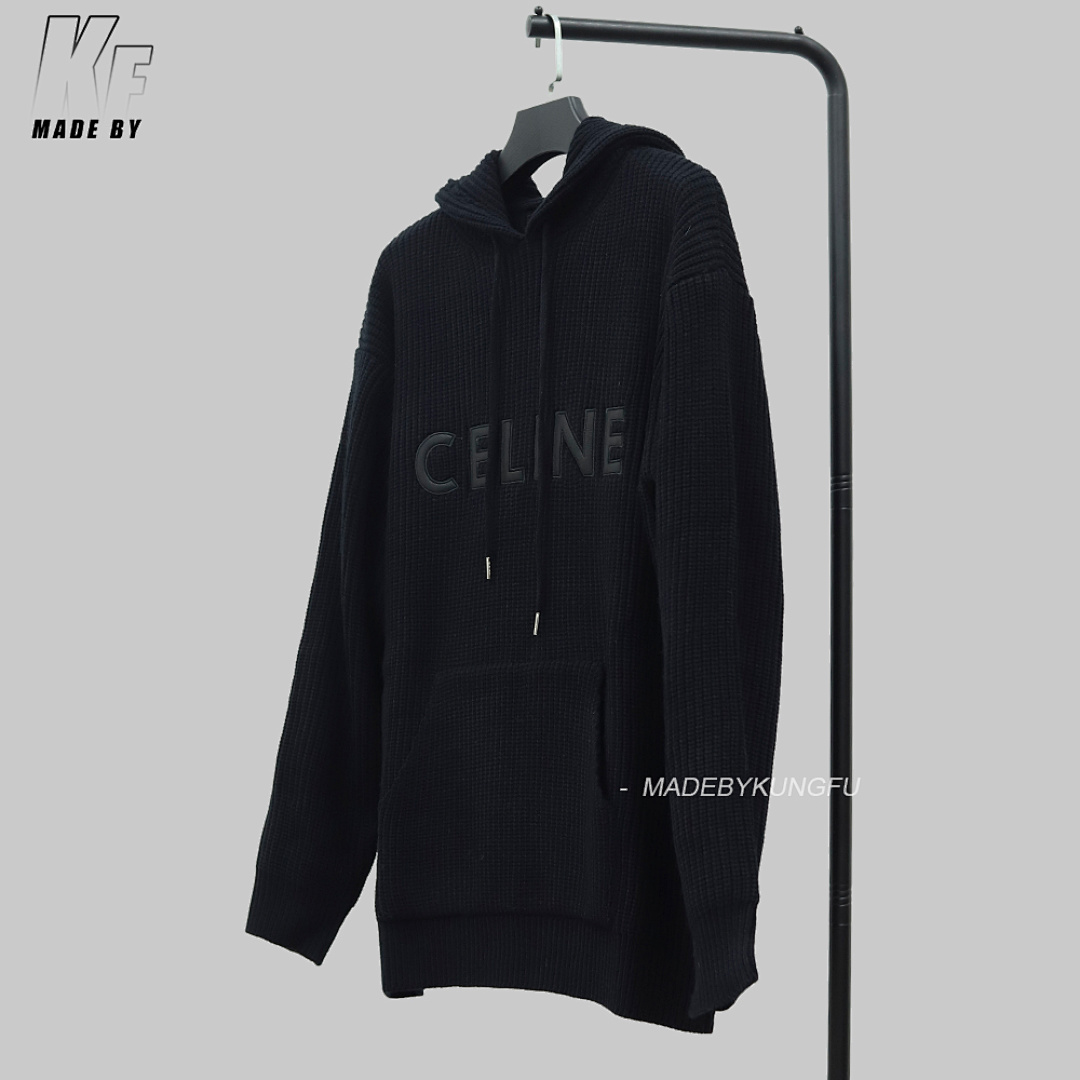 Christian Louboutin CE Leather Patch Knit Wool Hoodie - Image 14