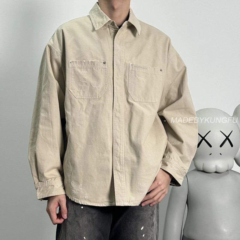 【A+ Item ID 8052 Paris Washed Distressed Embroidered Logo Workwear Jacket With Loose Fi, photo 1
