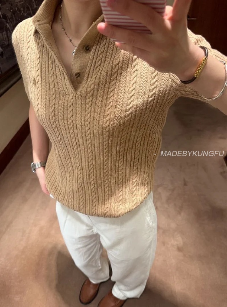【A+ Item ID 9030 Ralph Fried Dough Twists Knitted Embroidered Pony Short Sleeve Pullover Polo Shirt - Image 8