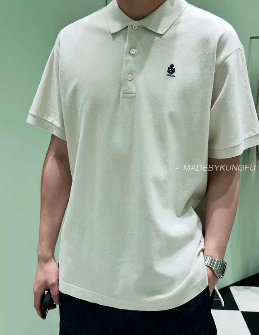 【A+ Item ID 9045 PRA Breathable Vermilion Logo Embroidered Button Slim Fit Short Sleeved Polo Shirt - Image 5