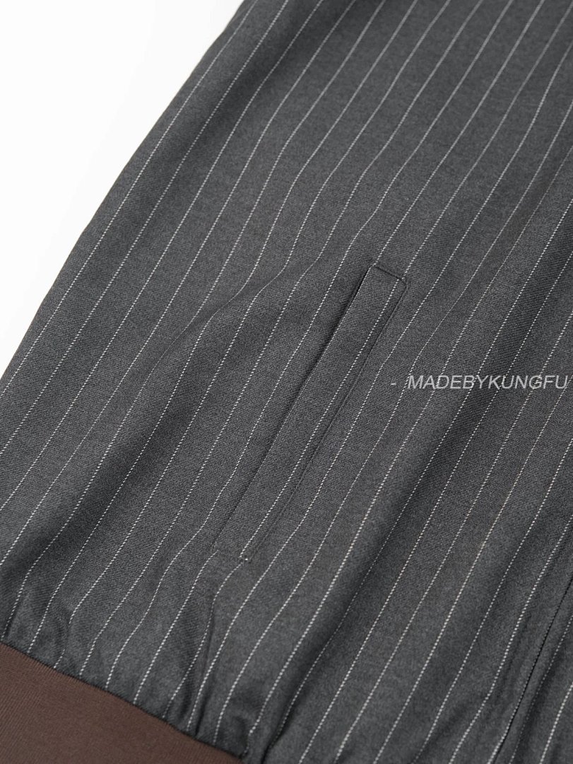 【A+ Item ID 8045 Miu “100% Cotton Wool ”FW25 Qixi Series Striped Zipper Stand Colla - Image 6