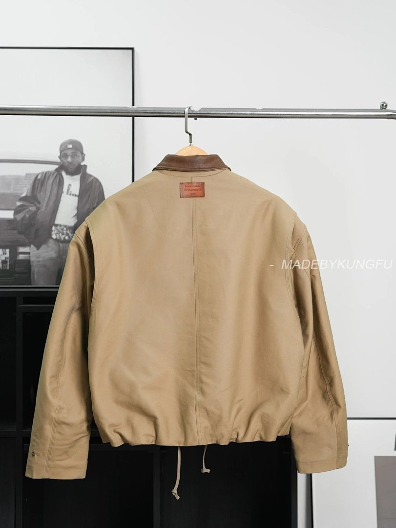 【A+ Item ID 8008 Acne-“ Leather Collar ”SS25 Solid Color Pocket Zipper Snap Button Jack - Image 13