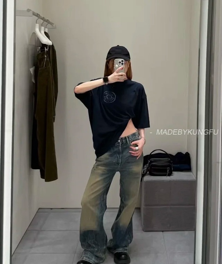 【A+ Item ID 9011 Acne FW25 Logo Printed Distressed Short Sleeved Shirt - Image 4