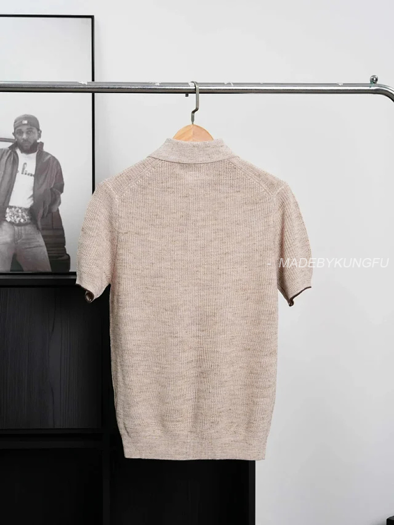 【A+ Item ID 9076 BC Natural Beimu Button Ribbed Knitted Collar Cotton Top Polo Shirt - Image 29