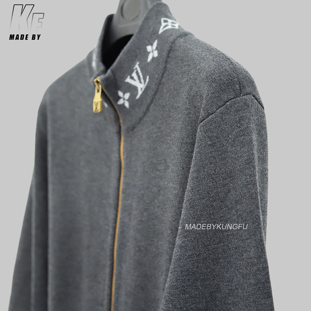 Christian Louboutin 1V Knitted Collar Jacquard Zip Up - Image 14