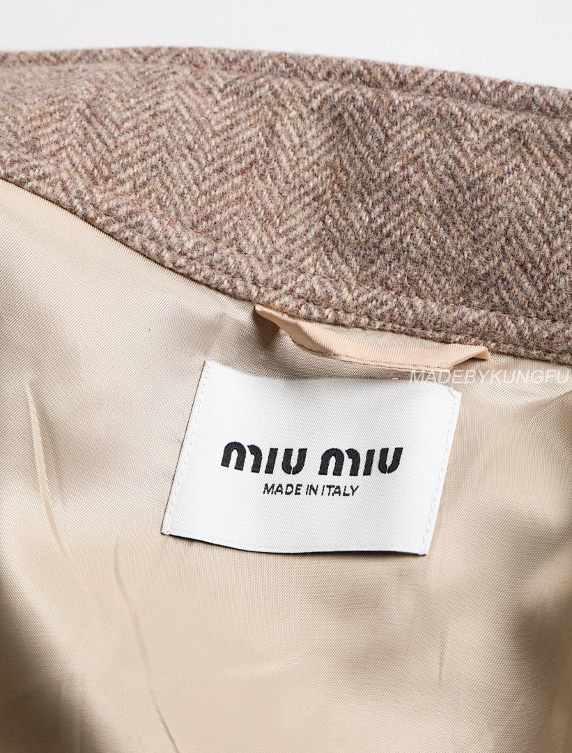 【A+ Item ID 8035 M1U-Miu-2024-Ss-Herringbone Wool Harrington Jacket (Stand Collar Work) - Image 4
