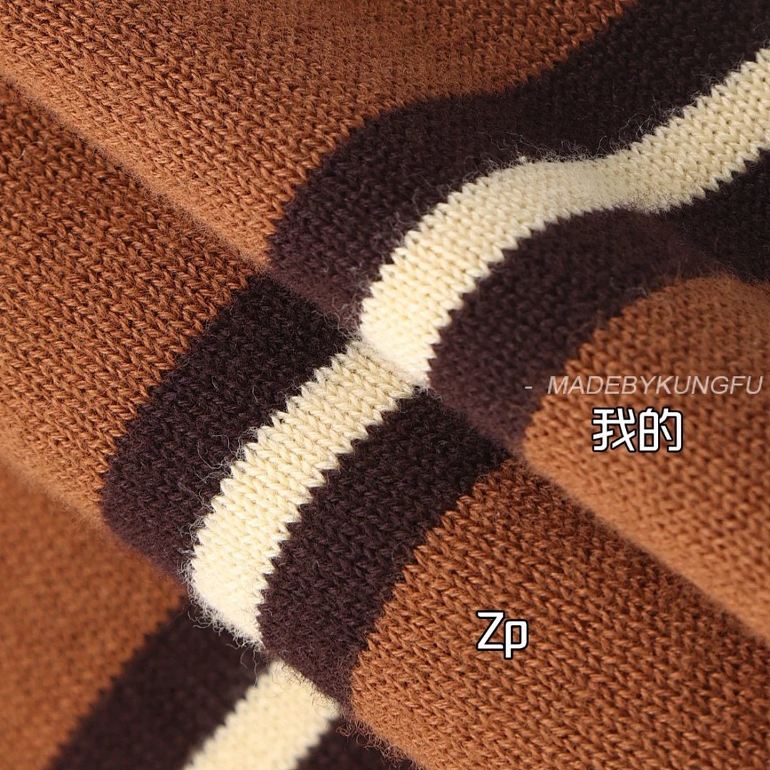 【A+ Item ID 8182 L0EWE-Luoyiwei-2024-Ss-Striped Knitted Pure Cotton Polo Shirt (Brown) - Image 26