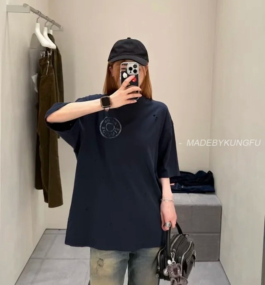 【A+ Item ID 9011 Acne FW25 Logo Printed Distressed Short Sleeved Shirt - Image 12