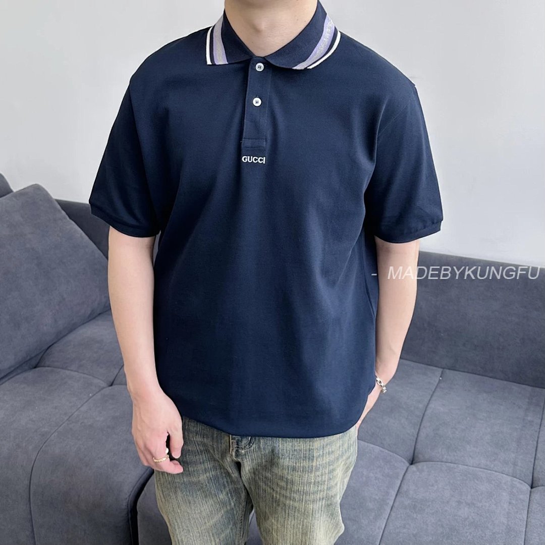 【A+ Item ID 8313 GUCC1-GC-2024Ss-Basic Striped Collar Polo Shirt (High Setting Bead Co) - Image 29