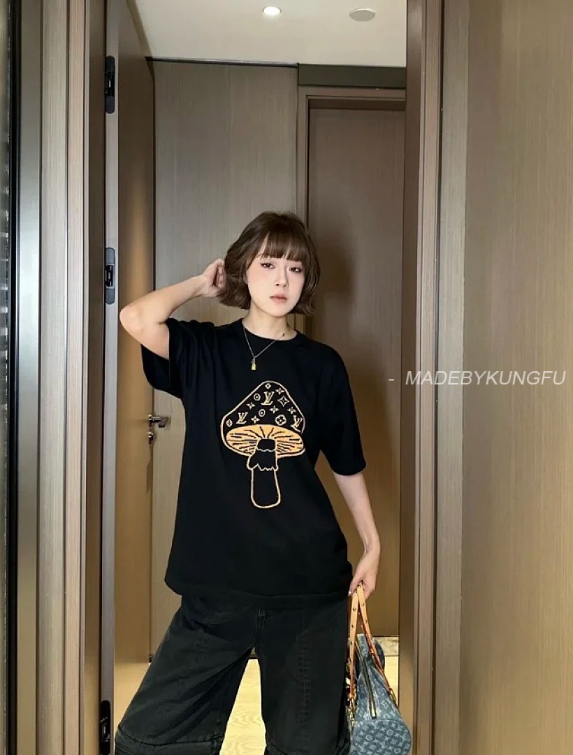 【A+ Item ID 9023 1V Early Spring Men's Series Mushroom Inlaid Flower Round Neck Short Sleeve T-Shir - Image 4