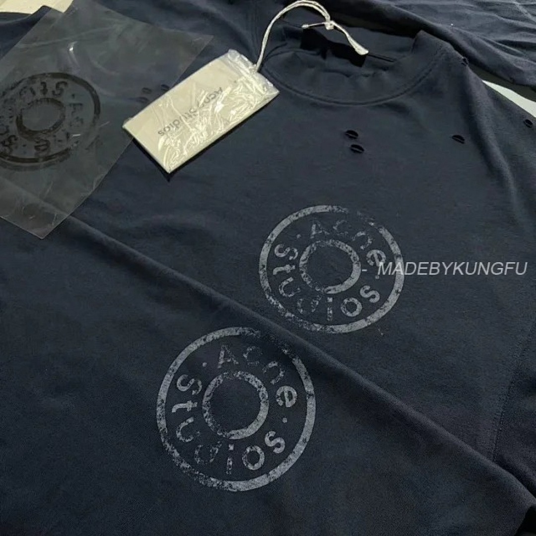 【A+ Item ID 9011 Acne FW25 Logo Printed Distressed Short Sleeved Shirt - Image 14