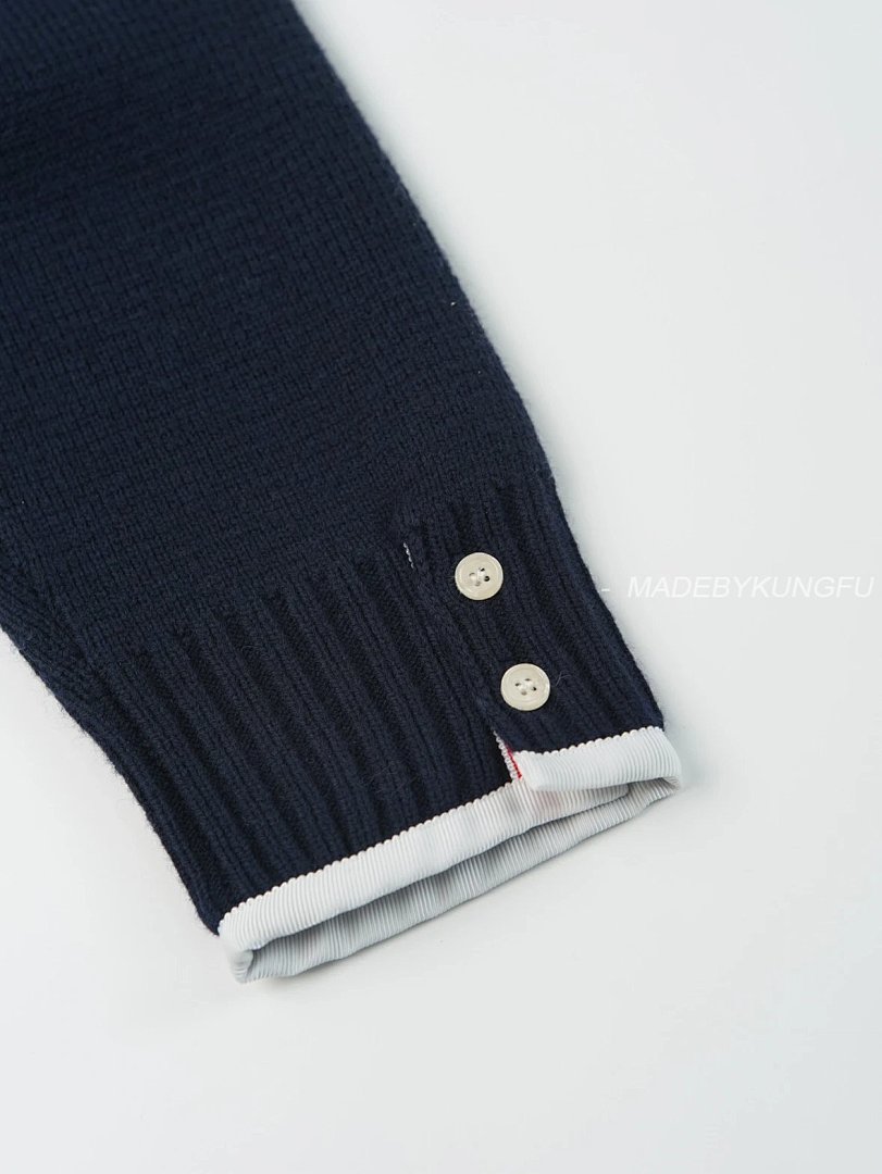 【A+ Item ID 8005 Striped Long Sleeves Single Breasted V Collared Sweater Blue (Same St) - Image 8