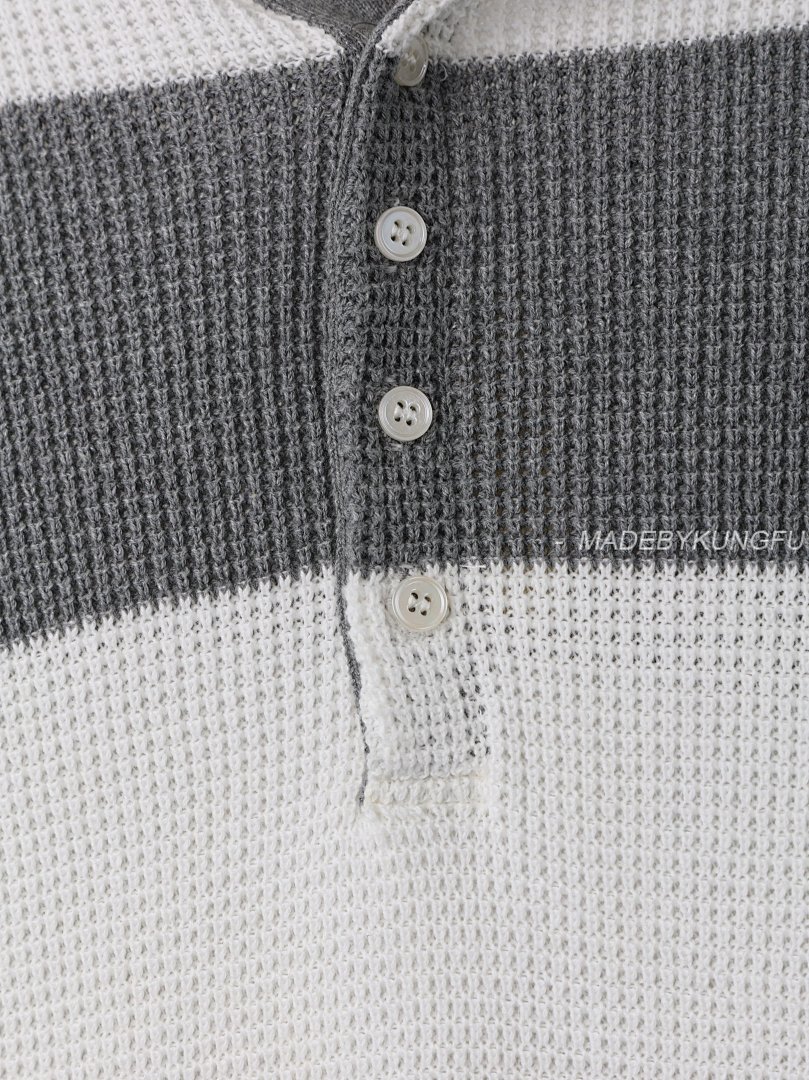 【A+ Item ID 8208 THOM-BR0WNE-TB-2024Ss- Gray And White Striped Knitting Needles POLO Sh - Image 7