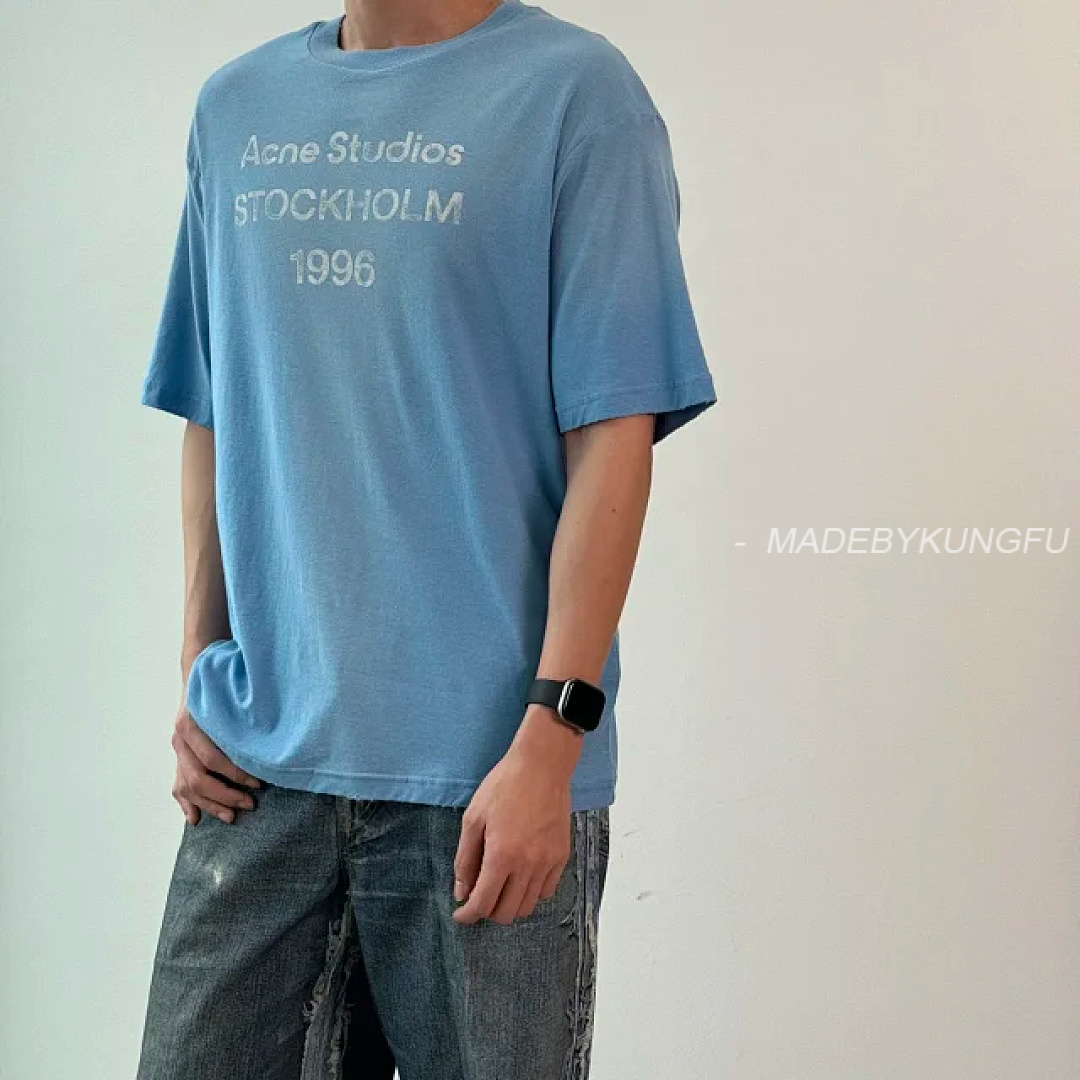 【A+ Item ID 9075 Acne Lazy Style 1996 Series Classic Logo Printed Short Slimming T-Shirt Unisex - Image 10