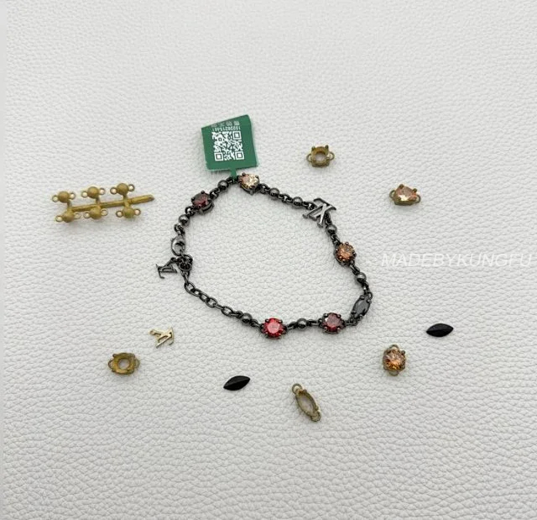 【A+ Item ID 9070 Light Brac 23 Show Brass Bracelet Gun Gray Precision Cut Artificial Gemstone Unise - Image 11