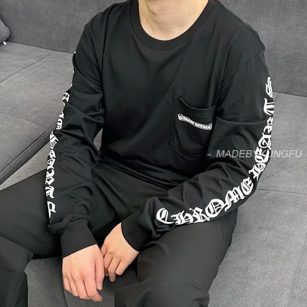 【A+ Item ID 9006 CH Letter Print Round Neck Pullover Long Sleeve