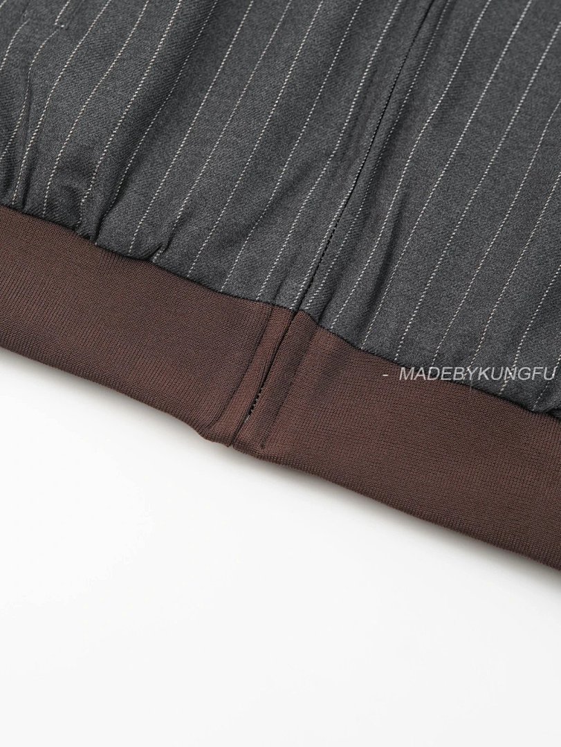【A+ Item ID 8045 Miu “100% Cotton Wool ”FW25 Qixi Series Striped Zipper Stand Colla - Image 7