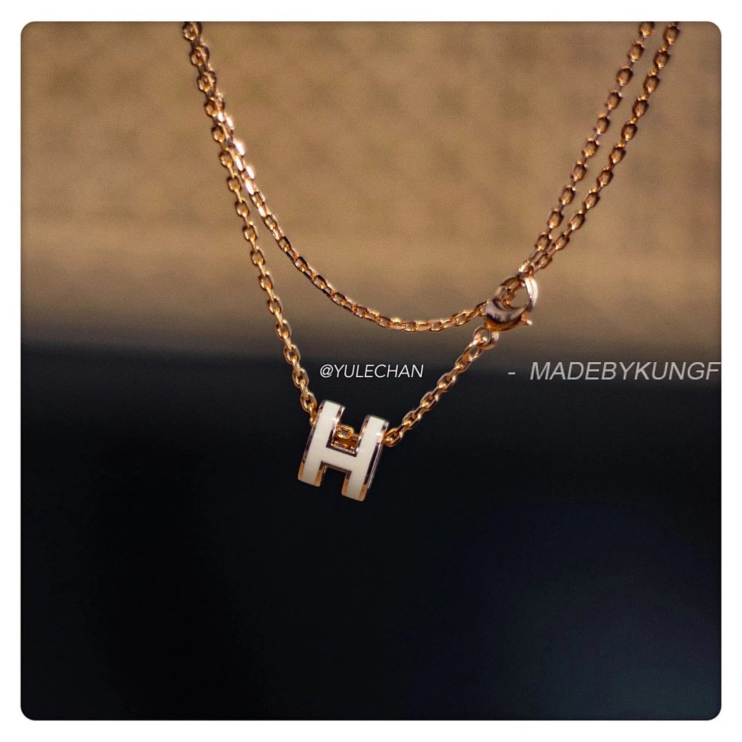 【A+ Item ID 8380 H Letter Necklace -Mini Pendant (Rose Gold Clavicle) - Image 3